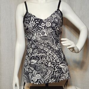 24th and Ocean Black and White Swim Tankini Adjustable Sides and Shoulder